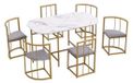 Ensemble de salle à manger avec 6 chaises – Assise rembourrée – Table blanche avec structure en métal argenté