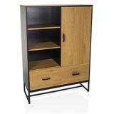hjh LIVING Kast / Buffetkast AMIO H 100x40x140 cm 2 laden 1 deur zwart/eiken