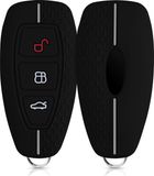 kwmobile autosleutel hoesje geschikt voor Ford 3-knops autosleutel Keyless Go hoes - Siliconen autosleutel behuizing - Auto sleutel case met honingraat - Sleuteletui in zwart / grijs