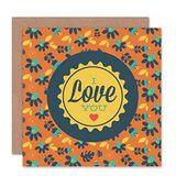 Wee Blue Coo Wenskaart met romantische valentijn, retro, bloemenmotief