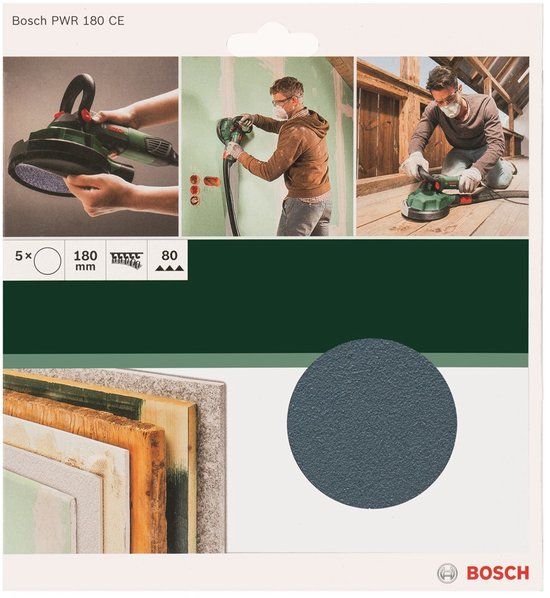 Bosch Schuurschijf - Voor PWR 180 CE 180 mm - Korrel 80 - 5 stuks