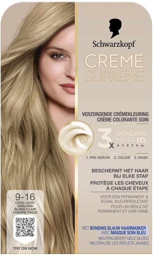 Schwarzkopf Creme Supreme 9-16 Cool Licht Asblond Permanente Haarverf