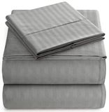 Home Couture ITALIAN 1500 draad tellen 100% Egyptische GESTRIPEERD 4PC KONINKRIJK Sheet Set, grijs