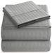 Home Couture ITALIAN 1500 draad tellen 100% Egyptische GESTRIPEERD 4PC KONINKRIJK Sheet Set, grijs