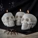 MikaMax Skull Candle Set van 3 doodskop-kaarsen, van pure bijenwas, figuurkaarsen voor Halloween, rituelen en decoratie, gothic design, druppelkaarsen in wit