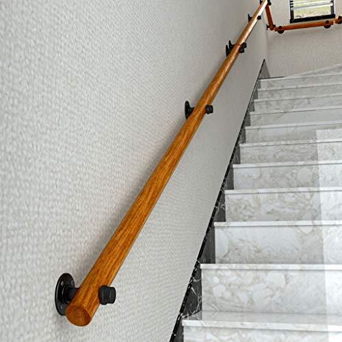 DLT Hout Trapleuning Muur gemonteerd Hand Rail Railing, Industriële Effen Pine Grab Bar met Smeedijzeren Pijp Trappen Kit Beugels, Handrail Beugels voor Trappen 30CM