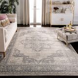 Safavieh Brentwood Collection BNT865B medaillon tapijt voor woonkamer, slaapkamer, vierkant, 1,8 m, crèmekleurig/grijs