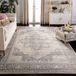 Safavieh Brentwood Collection BNT865B medaillon tapijt voor woonkamer, slaapkamer, vierkant, 1,8 m, crèmekleurig/grijs
