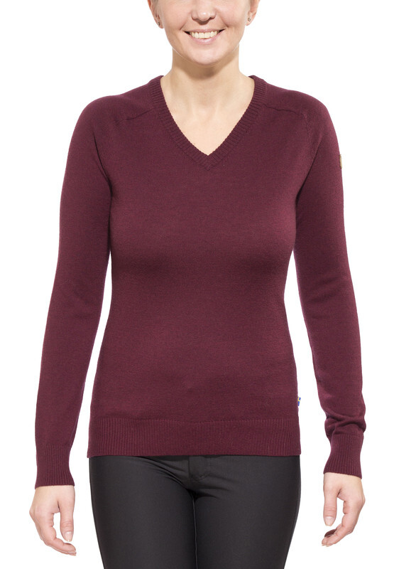 Fjällräven Sörmland Sweater V-Neck Women, dark garnet S 2019 Klim hoodies