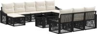 vidaXL Tuinbankenset 11 st Zwart en Cream Wit poly rattan