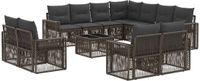 vidaXL Tuinbank - Set - 12-st - Grijs en Donkergrijs - Polyrattan