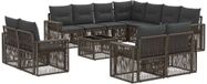 vidaXL Banc de jardin - Set - 12 pièces - Gris et Gris foncé - Polyrotin