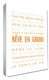 Feel Good Art Aie des Rêves Buitenmaats canvas op wandlijst in moderne stijl/typografisch oranje/wit, 91 x 60 cm