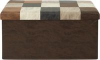 Home Deco Patchwork opbergbank met afneembare deksel - PU taupe - 76 x 38 x 38 cm