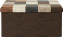 Home Deco Patchwork opbergbank met afneembare deksel - PU taupe - 76 x 38 x 38 cm