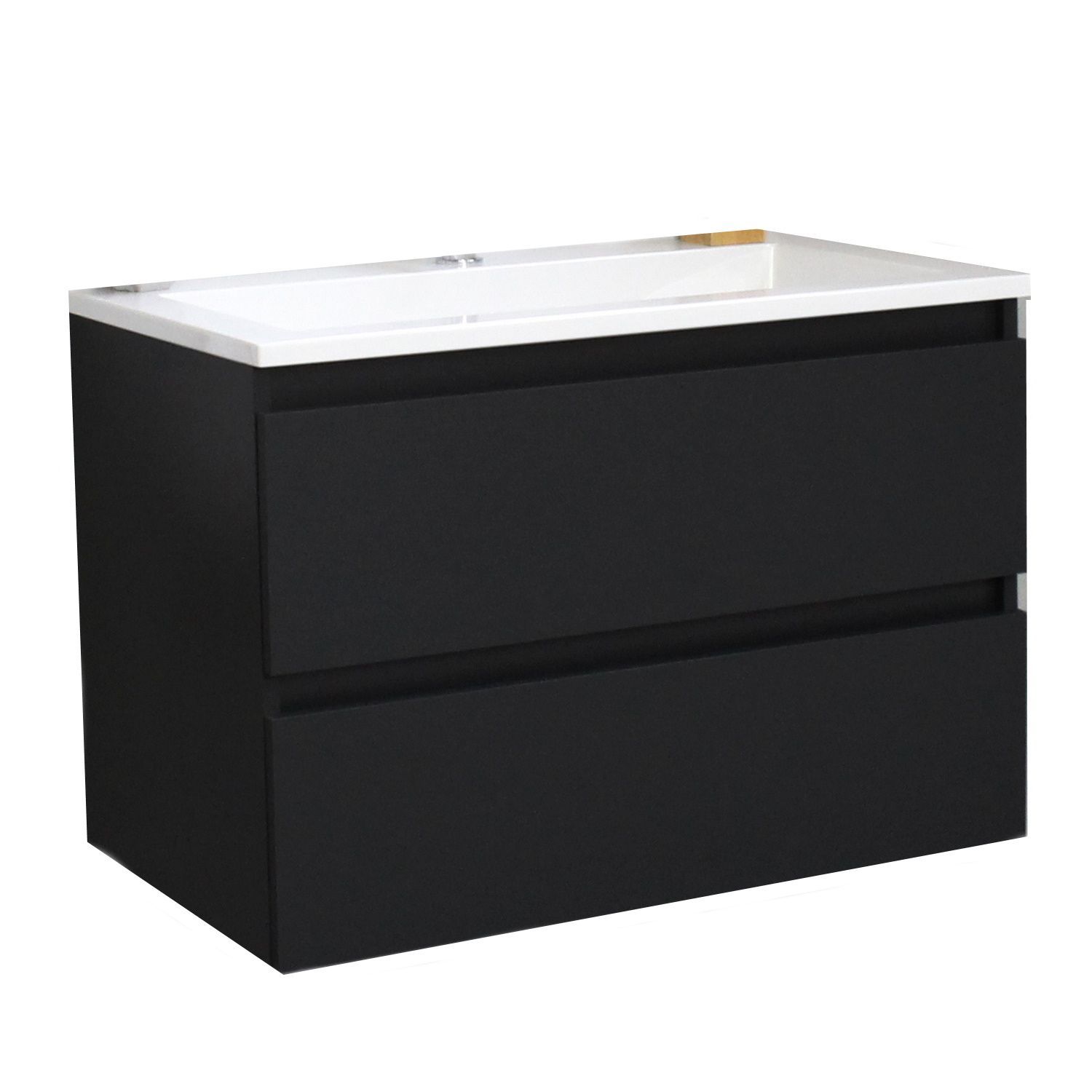 Boss & Wessing Badkamermeubel boss & wessing pepper acryl wastafel met kraangat 80x55x46 cm mat zwart