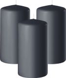 Enlightening Candles Bougie cylindrique/bougie pilier - 3x - anthracite - D6 x H8 cm - 27 heures de combustion