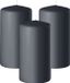 Enlightening Candles Bougie cylindrique/bougie pilier - 3x - anthracite - D6 x H8 cm - 27 heures de combustion