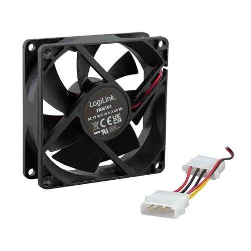 LogiLink FAN101 - behuizingsventilator 80 x 80, volumestroom: 22,4 cfm, zwart