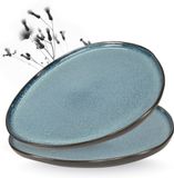 Moritz & Moritz ORGANIC Serveerplateau Set - 2-delig Serveerborden - Grote Borden - Steengoed - Blauw