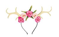 Forum Novelties CA0007 Dameshaarband hertenhout met bloemen kleurrijk