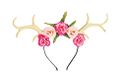 Forum Novelties CA0007 Dameshaarband hertenhout met bloemen kleurrijk