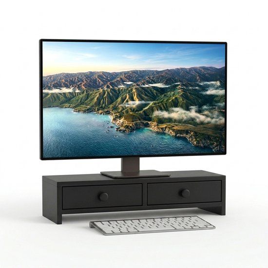 Relaxdays Monitorstandaard - Zwart
