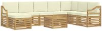 vidaXL - Sofa-Set - Massief Acacia Hout - Wit en Crèmekleurig - 4 Zitplekken