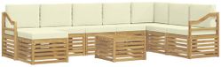vidaXL - Ensemble de canapés - Bois d'acacia massif - Blanc et crème - 4 places