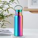 Unyqoos® 500 ml double-walled stainless steel thermos mug, leak-proof with lid – insulating mug for hot and cold drinks, rainbow design, bicycle drink mug