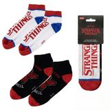 Stranger Things Chaussettes basses 2 paires Netflix Noir Logo Coton Unisexe 38-43