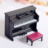 Merkloos Poppenhuis piano met stoel - Miniatuur meubels - 1:12 - Hout - Zwart