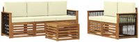 vidaXL - Buiten - bank - set - 5 - zitplekken - Natuurlijk en crème - Massief Acacia Hout