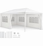 Kinzo Partytent 3x6 m - Tent Paviljoen voor 70 Personen - Tuinpaviljoen met 6 Zijwanden - Tuintent met Nokhoogte 2.5m - Feesttent Waterdicht en UV Bestendig - Wit