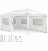 Kinzo Partytent 3x6 m - Tent Paviljoen voor 70 Personen - Tuinpaviljoen met 6 Zijwanden - Tuintent met Nokhoogte 2.5m - Feesttent Waterdicht en UV Bestendig - Wit