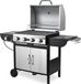 Barbecue - Grillwagen - 4+1 brûleurs avec brûleur latéral - Gaz naturel - Inox - Émaillé de porcelaine - Allumage piézoélectrique