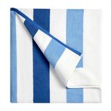 Bornbay Extra groot katoenen strandlaken, 102 x 178 cm, pluche dikke badhanddoek, XL-formaat, blauwe strandhanddoek, gestreepte badhanddoek voor volwassenen, voor dames en heren (wit, marineblauw)