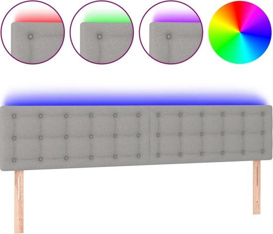 vidaXL Hoofdbord LED 180x5x78/88 cm Stof Lichtgrijs
