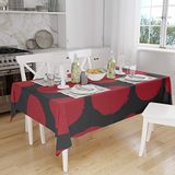 Bonamaison Tafelkleed, Anti-Mold, Sneldrogend, Waterdicht, 100% Polyester Tafellaken, rood Zwart, 140 x 160 Cm