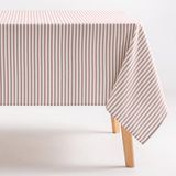 GAMUSI - Vlekbestendig Tafelkleed Katoen Polyester Streeppatroon Arenza - 160 x 160 cm - Zalm