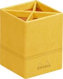 RHODIA 318916C - Pennenbakje Jonquille - 8 x 8 x 11 cm - Oranje Zadelstiksel - Buitenkant in Imitatieleer - Home Office Rhodiarama Collectie - Bureauorganisatie en Stijlvolle Opberging