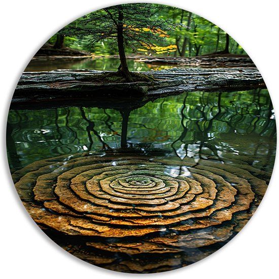 Merkloos / Sans marque Water Wandcirkel - Natuur Schilderij Rond - 50x50cm - Forex