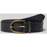 Tom Tailor Leren riem met ronde gesp - Maat 75 - black uni