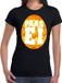 Bellatio Decorations Shoppartners Bv Zwart Paas t-shirt met oranje paasei - Pasen shirt voor dames - Pasen kleding XXL
