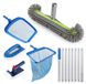 Set de nettoyage pour piscine, manche télescopique, brosse, épuisette - 6 pièces - Manche télescopique 2,7 m - Brosse 43 cm - Plastique