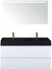 BES LED Maxx XL Badmeubelset 120 cm - Wit Hoogglans - Wastafel Kube Dubbel Zwart 2 Kraangaten met LED Spiegel