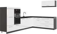 Vicco Hoekkeuken Fame-Line, Wit Hoogglans/Antraciet, 327 x 227 cm