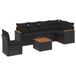 vidaXL 6-delige Loungeset met Kussens, Poly Rattan, Zwart