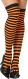 Atosa Carnaval verkleed gestreepte verkleed kousen voor dames - oranje/zwart - one size - heksen