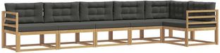 vidaXL Hoek loungeset 6 zitplaatsen Polyester Blanc et anthracite